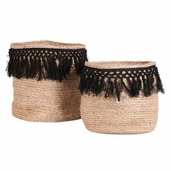 Vente flash 🎉 Fornod Ensemble de 2 paniers jute tressage noir 🥰