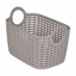 Remise 👍 Paris prix Panier à Linge Arrondi "Tressé" 6L Taupe 🎁