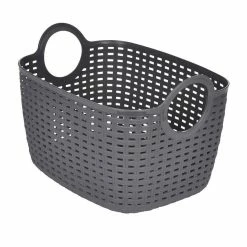 Bon marché ⭐ Paris prix Panier à Linge Arrondi "Tressé" 12L Gris 🌟