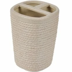 Bon marché 🤩 Paris prix Gobelet Brosse à Dent Effet Dolomite "Marina" 9cm Beige 💯