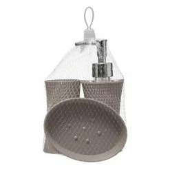 Le moins cher 😀 Five Simply smart Lot de 3 Accessoires de Salle de Bain "Stripe" 18cm Taupe 😀