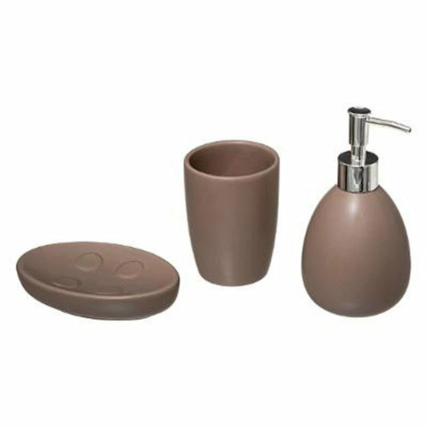 Bon marché ⌛ Five Simply smart Set de 3 Accessoires Salle de Bain "Sun" Taupe Mat ❤️