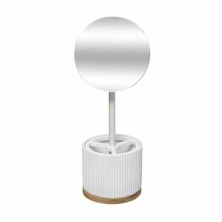 Nouveau 💯 Five Simply smart Miroir grossissant x3 avec Pot Organiseur à Maquillage Blanc ⭐