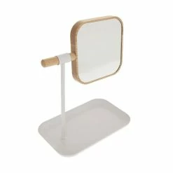 Acheter 😀 Five Simply smart Miroir Amovible en métal blanc et bambou Naturéo 20 x 26 cm 😀