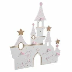 Coupon 🥰 Atmosphera Patère Enfant Chateau 5 Crochets en Bois 40 x 45 cm 🎉