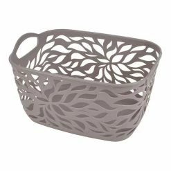 Grosses soldes 💯 Paris prix Panière à Linge "Motif Végétal" 14L Taupe ❤️