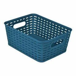 Promo ❤️ Paris prix Panière à Linge "Effet Tressé" 5L Bleu Paon 💯