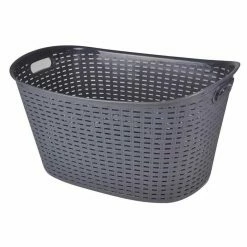 Remise ⌛ Paris prix Panier à Linge "Ovale Tressé" 26L Anthracite 🌟