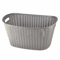 Coupon 🎉 Paris prix Panier à Linge "Ovale Tressé" 26L Taupe 🌟