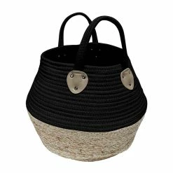 De gros 😍 Douceur d'Intérieur Paniere 32xHt 28 cm Coton et Fibres de Maïs Osinella Noir 👍