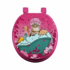 Promo 🌟 Paris prix Abattant WC Imprimé "Chatibulle" 47cm Rose 🌟