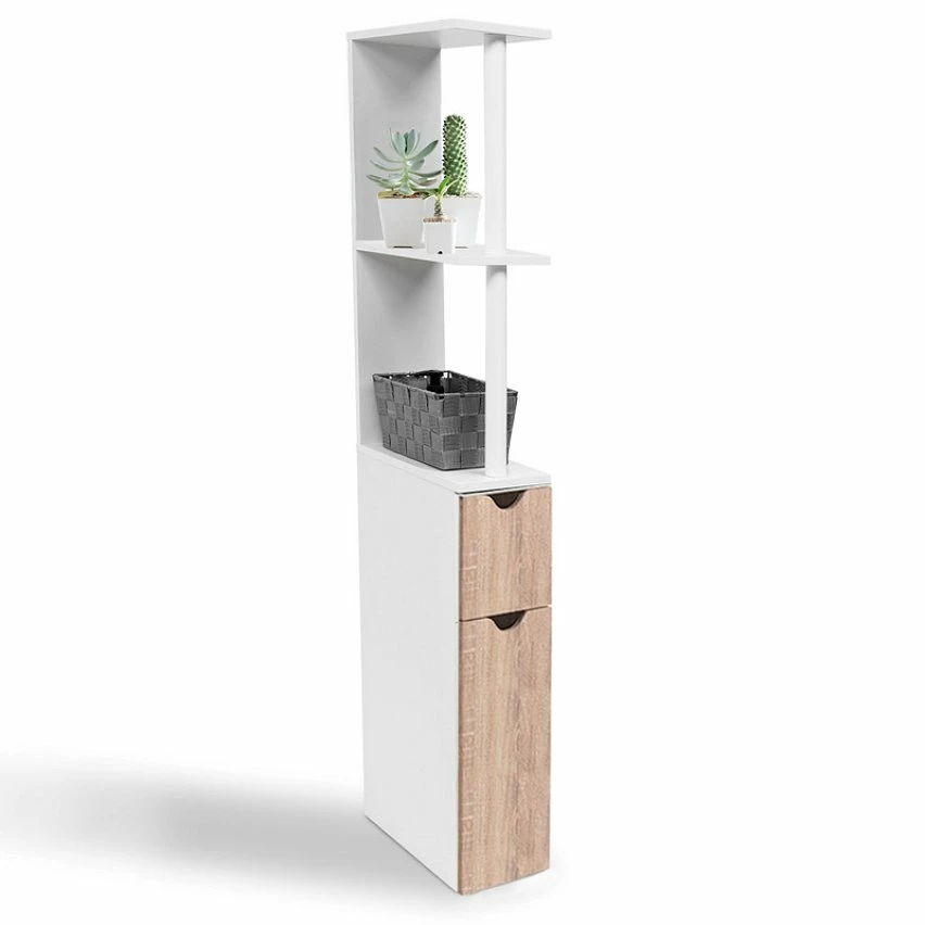 De gros 🔥 IDMARKET Meuble WC étagère WILLY bois gain de place pour toilette 2 portes hêtre 🛒 – Image 3