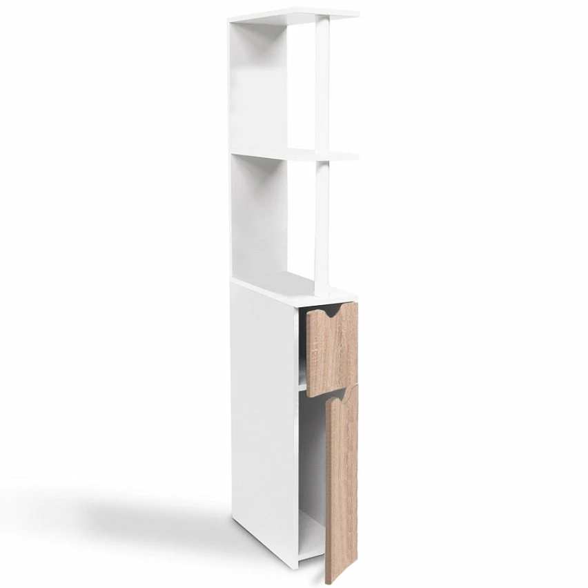 De gros 🔥 IDMARKET Meuble WC étagère WILLY bois gain de place pour toilette 2 portes hêtre 🛒 – Image 4