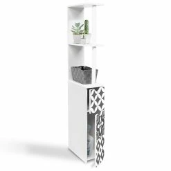 Remise 🔔 IDMARKET Meuble WC étagère WILLY 2 portes motif carreaux de ciment gris 😍