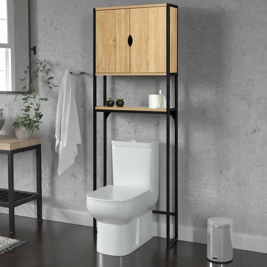 Sortie ⌛ IDMARKET Meuble étagère dessus WC placard DETROIT design industriel 😍 – Image 2