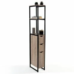 Le moins cher 🥰 IDMARKET Meuble WC 3 portes design industriel avec étagères ✨