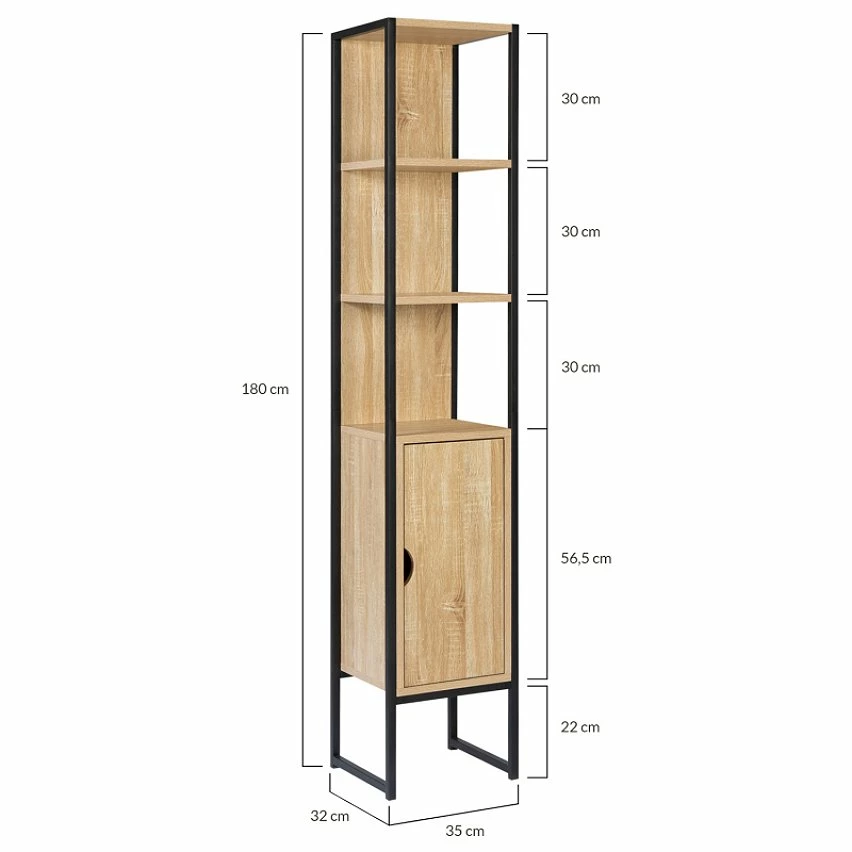 Le moins cher 🛒 IDMARKET Meuble colonne DETROIT 1 porte design industriel 😍 – Image 6