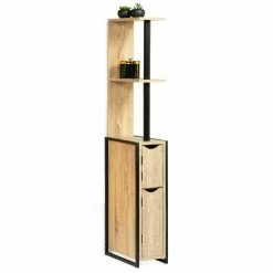 Le moins cher ✨ IDMARKET Meuble WC 2 portes DETROIT avec étagères design industriel 🎁