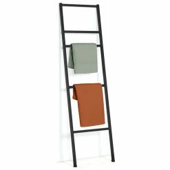 Tout neuf 🌟 IDMARKET Porte-serviettes échelle 5 niveaux DALLAS métal noir design industriel 😍