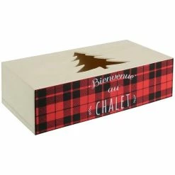 Vente flash ⭐ The Home Deco Factory Boite à mouchoirs montagnes Bienvenue au chalet Motif écossais 🧨