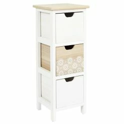 Grosses soldes 😀 The Home Deco Factory Chiffonnier 3 tiroirs Chic naturel et blanc turel clair 👏