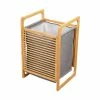 Meilleur prix 👍 Panier à linge en bambou naturel et tissu gris 43l marty - bat-aj2g-115 - kitchen move ✨
