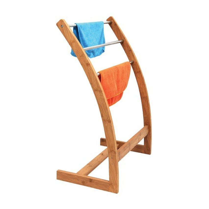 Sortie 💯 MSV Porte Serviettes Bambou 3 Barres Acier Inox & Bambou ❤️