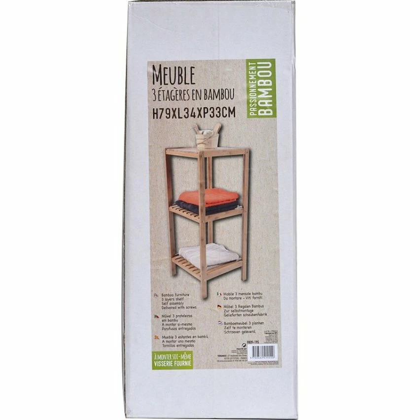 Meilleur prix 🔔 Les tendances Étagère 3 niveaux bambou - Bambou 🔥 – Image 2