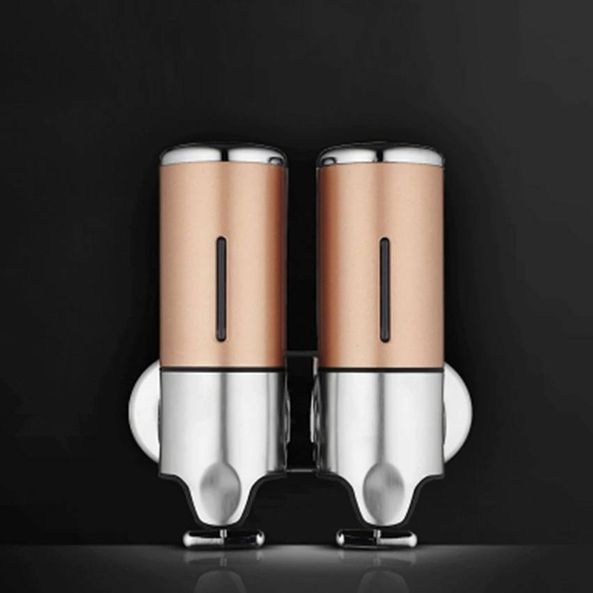 Sortie 👏 Distributeur Savon Liquide Acier Inoxydable Poussoir Double Réservoir 50Cl Doré YONIS 😉