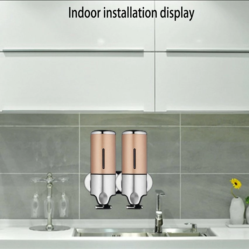 Sortie 👏 Distributeur Savon Liquide Acier Inoxydable Poussoir Double Réservoir 50Cl Doré YONIS 😉 – Image 4