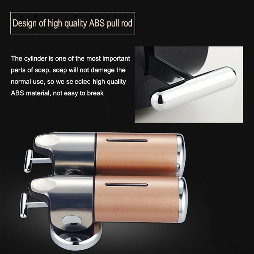 Sortie 👏 Distributeur Savon Liquide Acier Inoxydable Poussoir Double Réservoir 50Cl Doré YONIS 😉 – Image 6