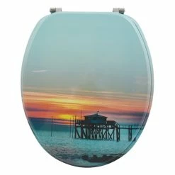 Budget 🌟 MSV Abattant WC MDF SUNSET Multicolor - Charnières Inox 🔔