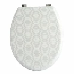 Vente flash 🎉 MSV Abattant Wc MDF Wave Beige - Charnières Inox ✔️