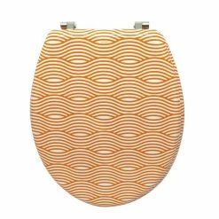 Promo 🔥 MSV Abattant Wc MDF Wave Orange - Charnières Inox 🥰