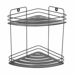 Meilleur prix 😀 MSV Etagère d'angle de douche 2 niveaux à fixer KERY Acier Noir Mat 🧨