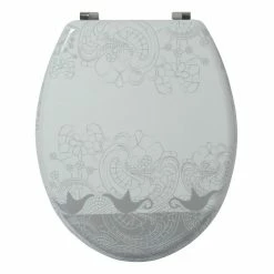 Meilleure vente 👍 MSV Abattant Wc MDF Aladdin Argent - Charnières Inox 😀