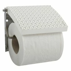 Offres 🔥 MSV Porte Rouleau Papier Wc Mural MOZAIK Inox & MDF Gris & Blanc ⌛