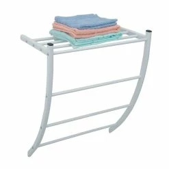 Nouveau 💯 MSV Porte Serviettes & étagère murale en Acier Blanc 😉