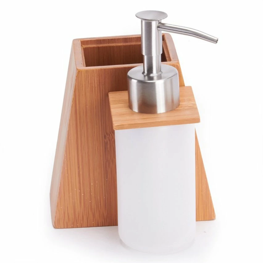 Le moins cher 🎉 MSV Ensemble de 3 accessoires de salle de bain KEA Inox & Bambou 🌟 – Image 2