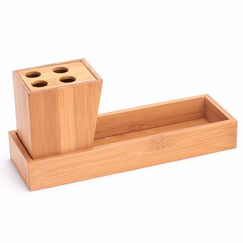 Le moins cher 🎉 MSV Ensemble de 3 accessoires de salle de bain KEA Inox & Bambou 🌟 – Image 3