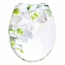 Nouveau 🥰 MSV Abattant WC MDF SOFAIA Motifs Fleurs - Charnières Inox 🔥