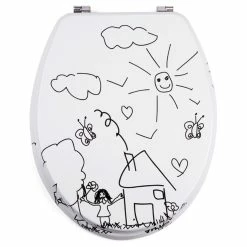 Top 10 🔔 MSV Abattant WC MDF JARDIN D'ENFANTS Noir & Blanc - Charnières Inox 🤩