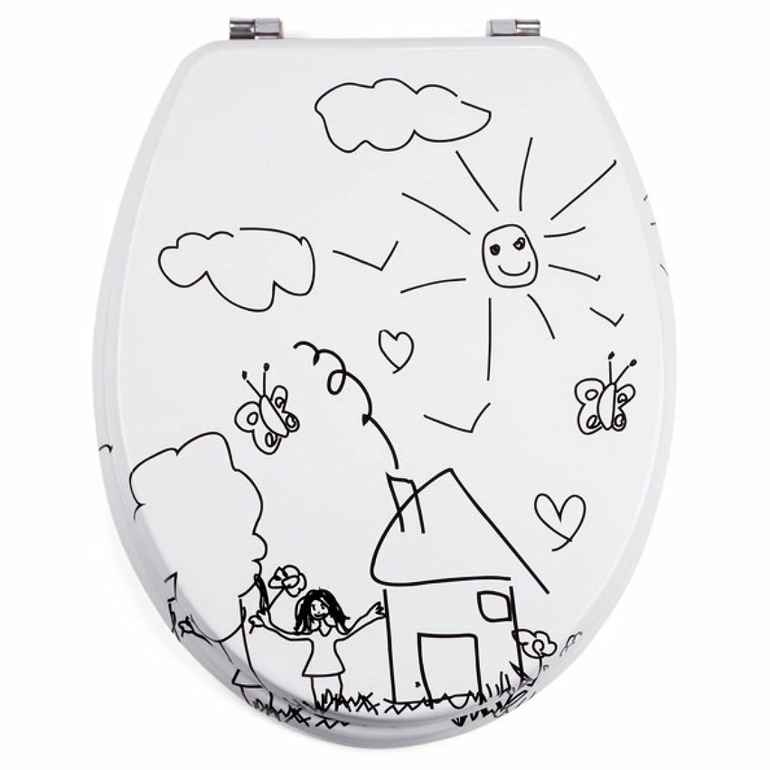 Top 10 🔔 MSV Abattant WC MDF JARDIN D'ENFANTS Noir & Blanc - Charnières Inox 🤩