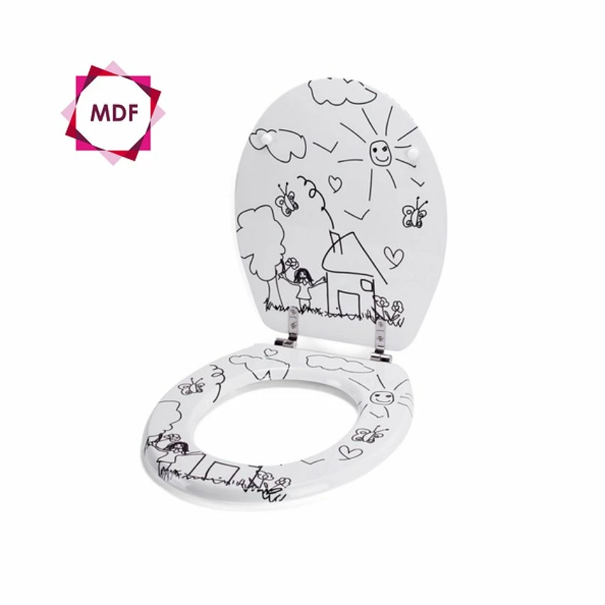 Top 10 🔔 MSV Abattant WC MDF JARDIN D'ENFANTS Noir & Blanc - Charnières Inox 🤩 – Image 2