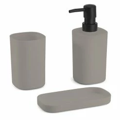 Coupon ⌛ MSV ensemble 3 accessoires de salle de bain LONA Taupe 🎁