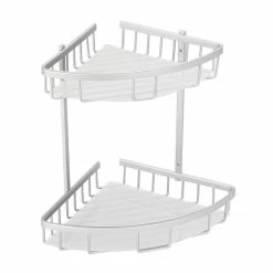 Les meilleures critiques de ✔️ MSV Etagère d'angle de douche 2 niveaux à fixer TERESINA Alu Satiné 😍