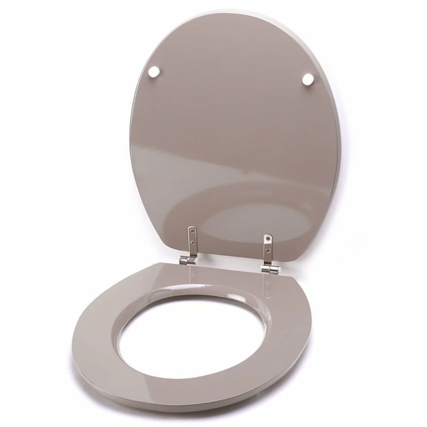 Grosses soldes ✔️ MSV Abattant WC MDF Finition Brillante Taupe - Charnières Inox 🧨 – Image 2