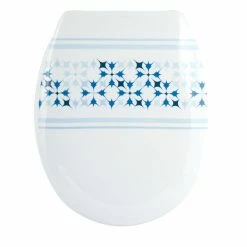 Budget 🤩 MSV Abattant WC Thermo Dur MALTA Bleu & Blanc - Charnières PS 🤩