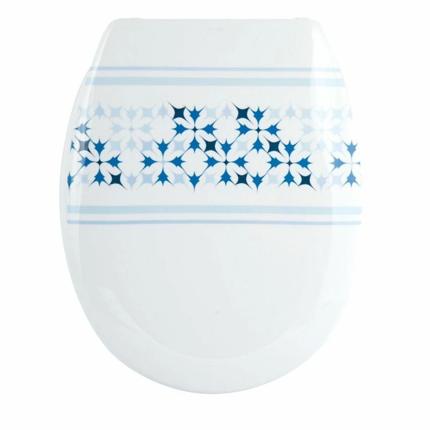 Budget 🤩 MSV Abattant WC Thermo Dur MALTA Bleu & Blanc - Charnières PS 🤩