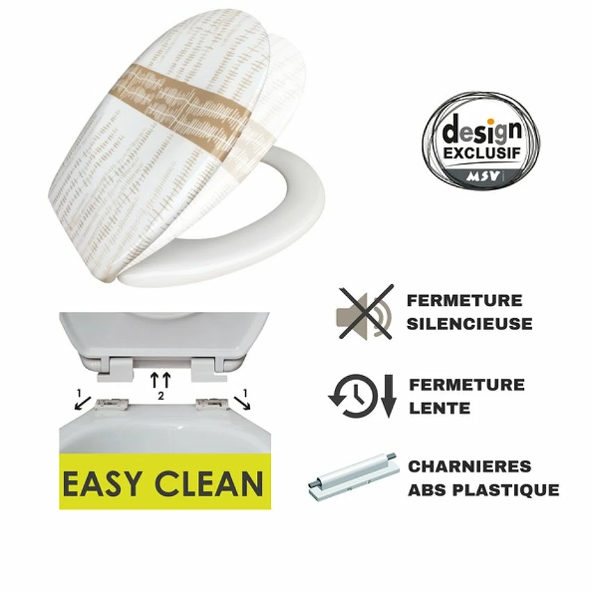 Nouveau 💯 MSV Abattant WC Thermo Dur ONS Beige - Charnières PS 😉 – Image 2